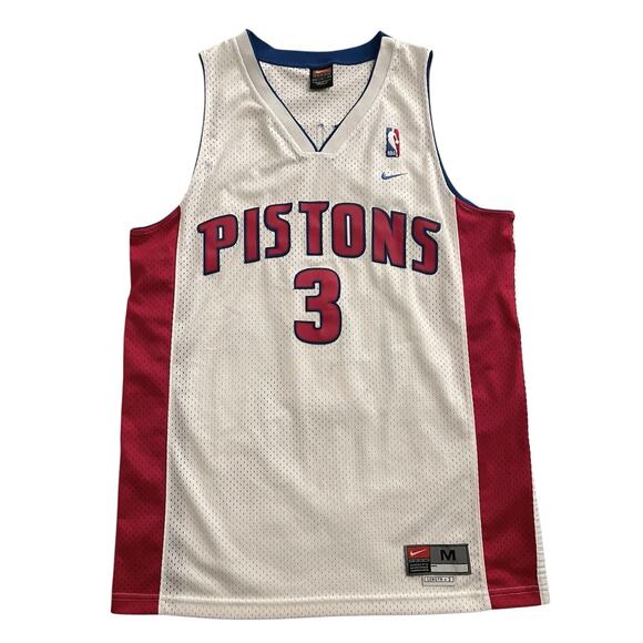 Nike Ben Wallace #3 NBA Detroit Pistons Red & White Mens Jersey Size M Length +2 - Picture 1 of 6